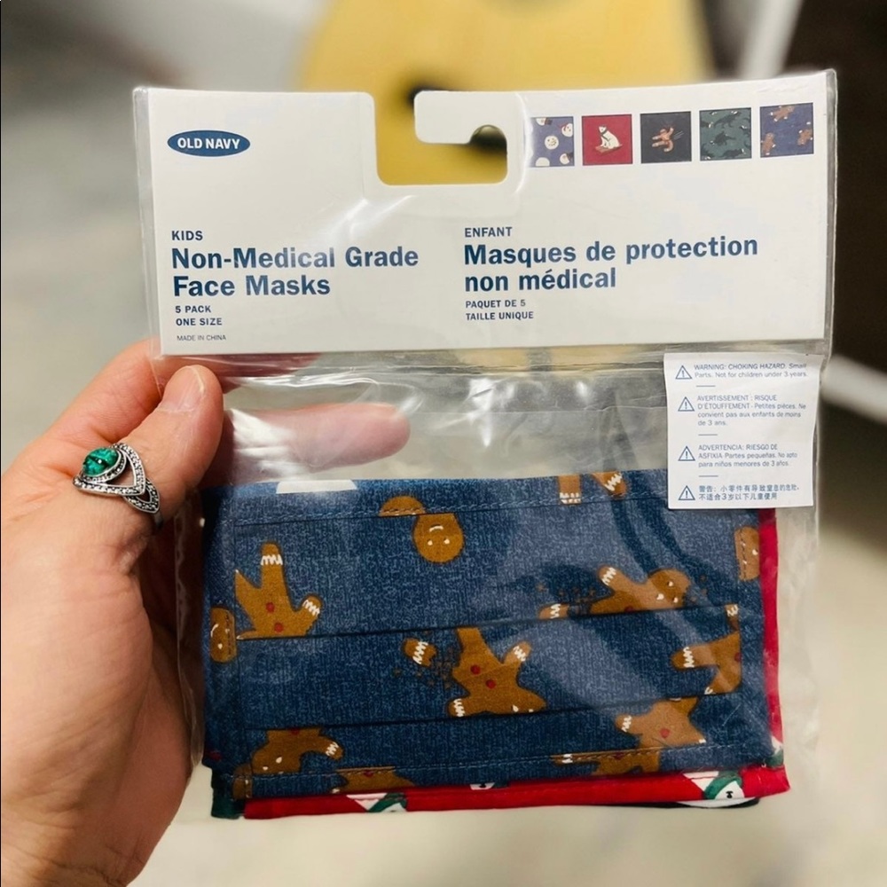 Brand New 5-Pack Old Navy Kids One Size Face Masks Variety Prints & Multicolor